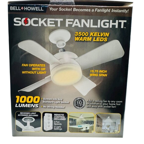 Bell & Howell Socket Fanlight With Remote Control Included - Picture 2 of 6